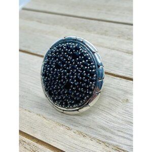 John Hardy Sterling Silver Black Stone 33.5MM Kali Ring